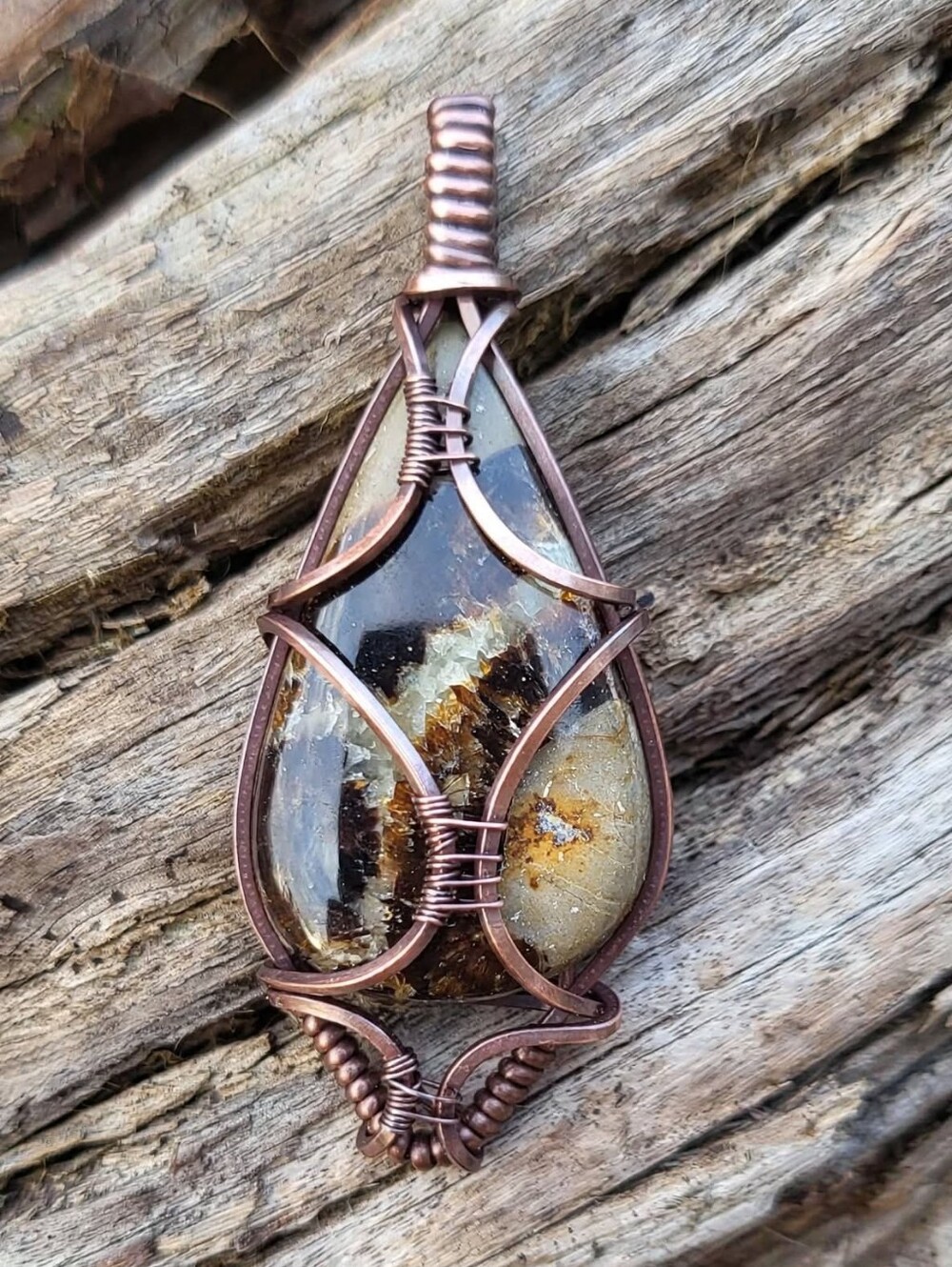 Septarian Copper Wire Wrap Pendant